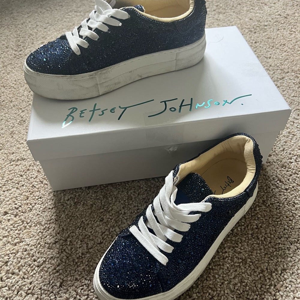 Betsey Johnson Navy Blue Glitter Shoes